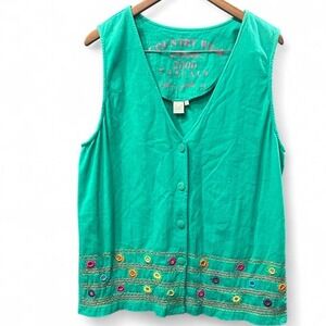 Women's Y2K‎ 100% cotton funky button up vest by Country Wear size medium (m4)